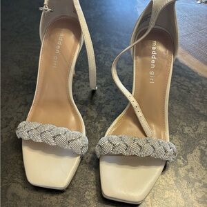 Madden Girl Cream Braided Strap Heels